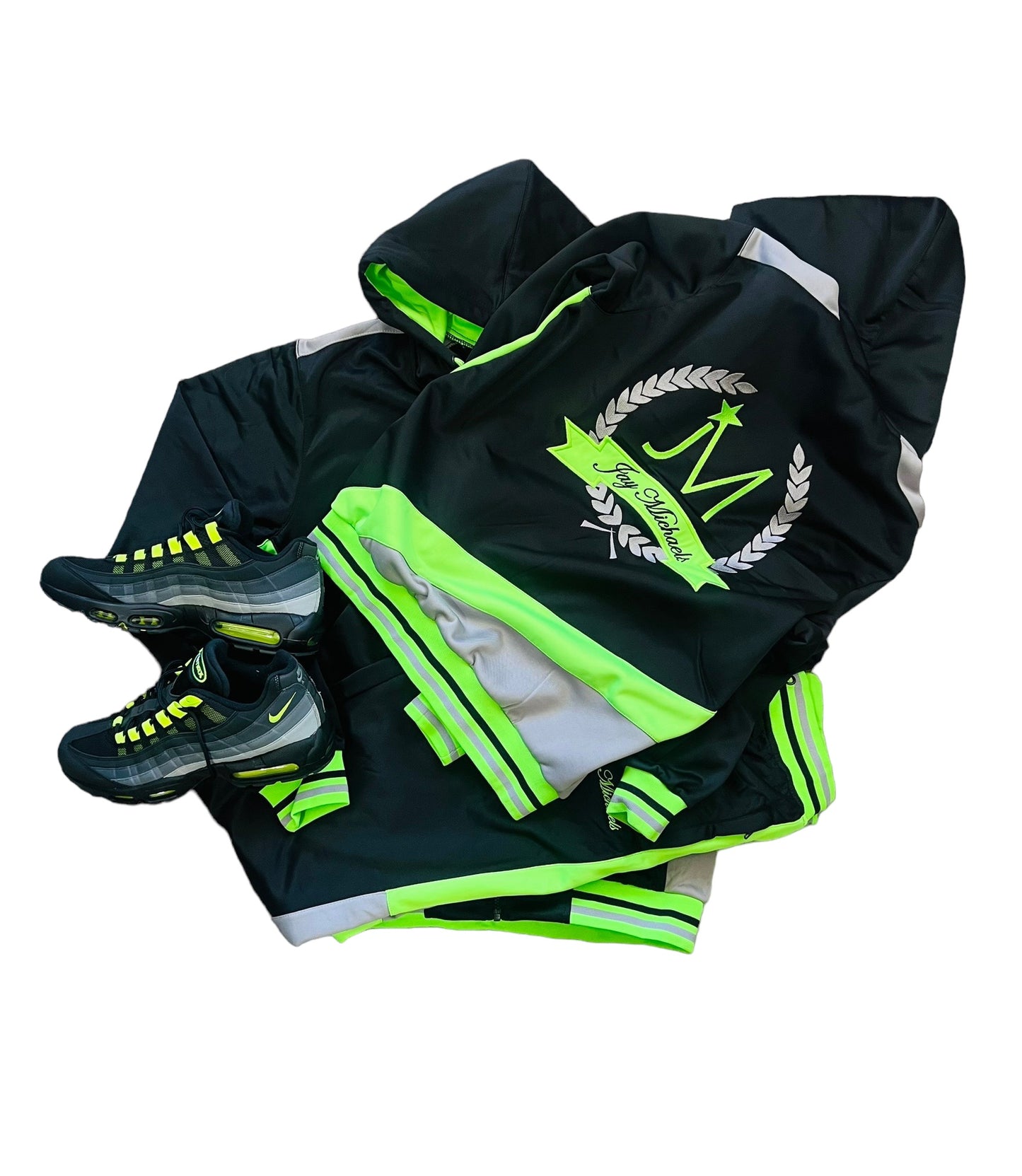 Neon/black hooded track