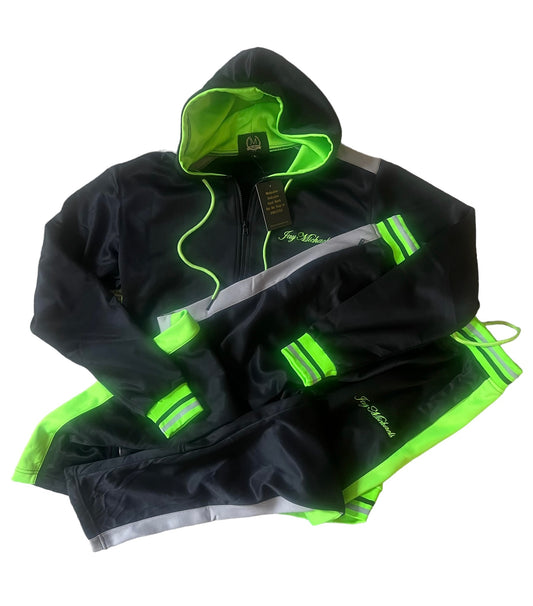 Neon/black hooded track